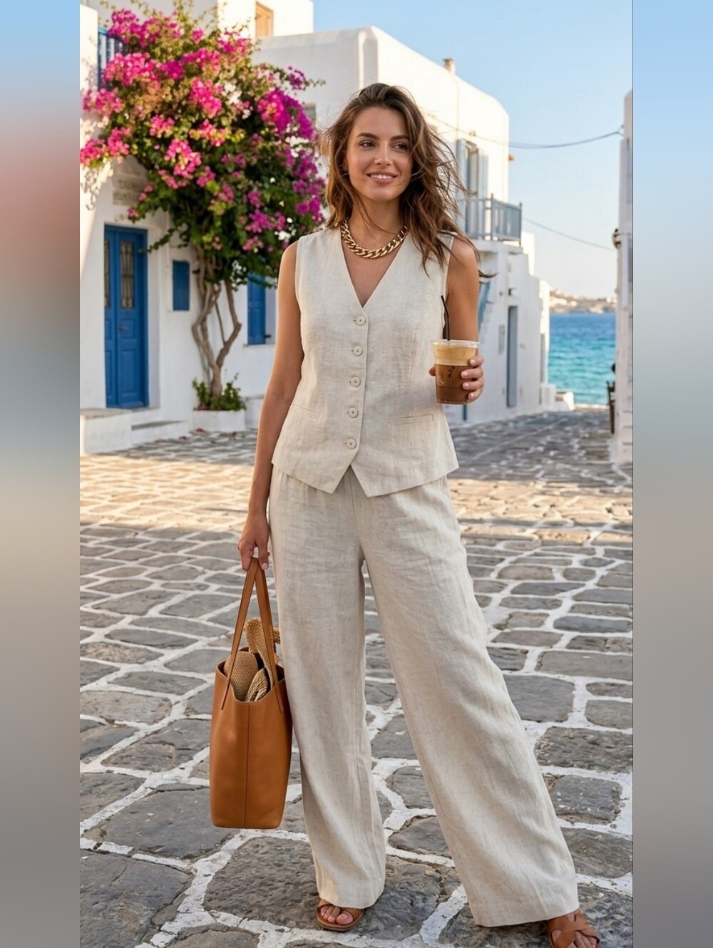 Bedford Fair Beachy Vest with Pants Pantsuit